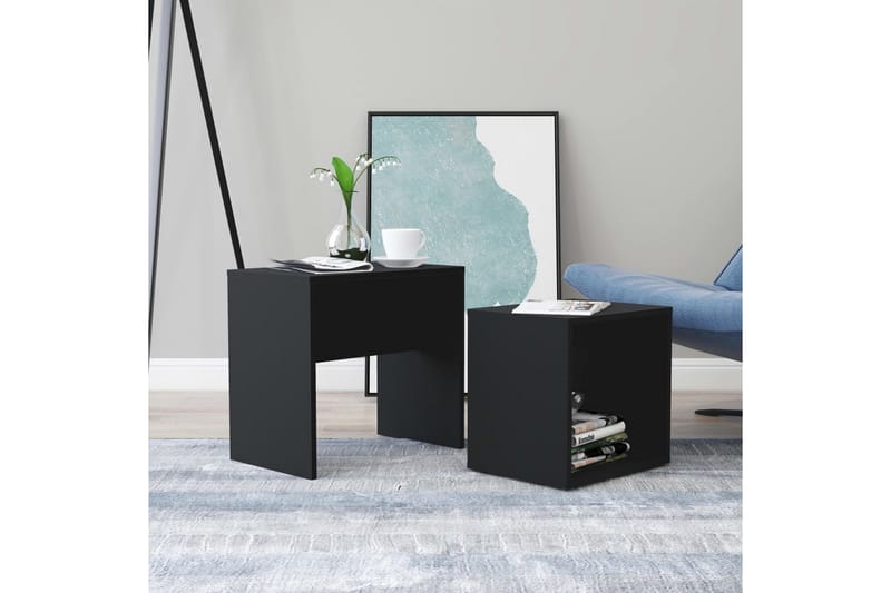 Salongbordsett svart 48x30x45 cm sponplate - Møbler - Bord - Sofabord