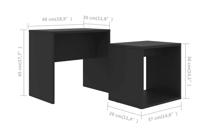 Salongbordsett svart 48x30x45 cm sponplate - Sofabord