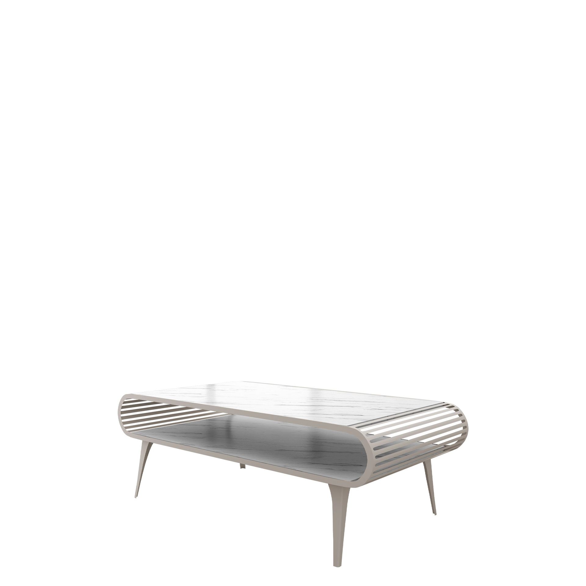 Salvaris Sofabord 120 cm - Beige med hvit marmorlook