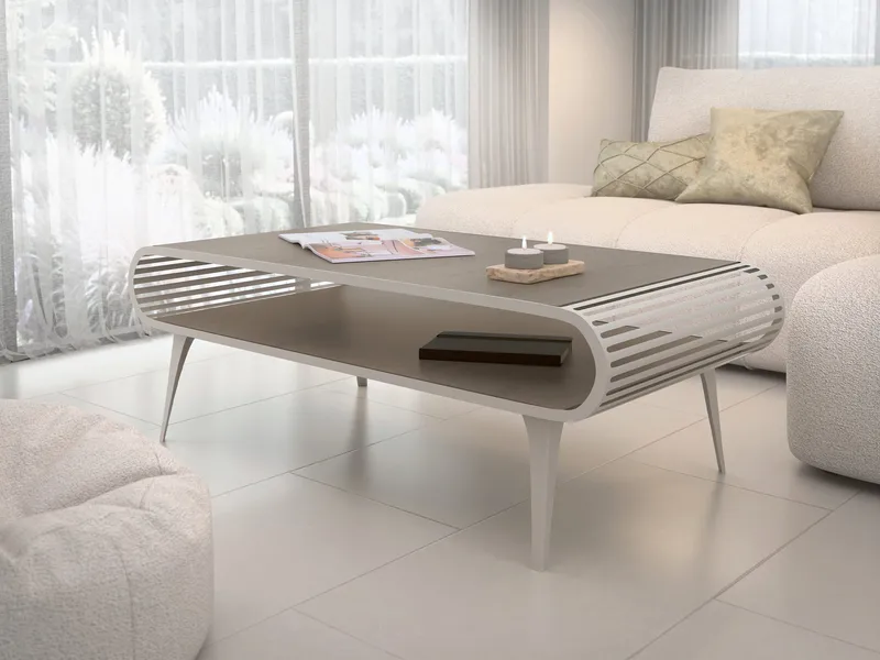 Salvaris Sofabord 120 cm - Beige med lysebrun bordplate - Møbler - Bord - Sofabord