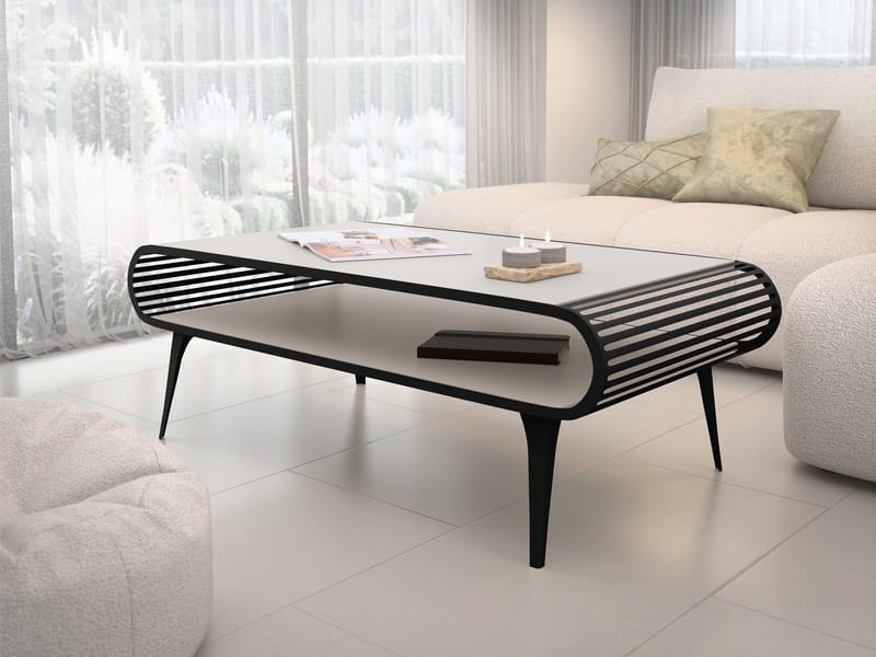 Salvaris Sofabord 120 cm - Svart med beige bordplate - Møbler - Bord - Sofabord