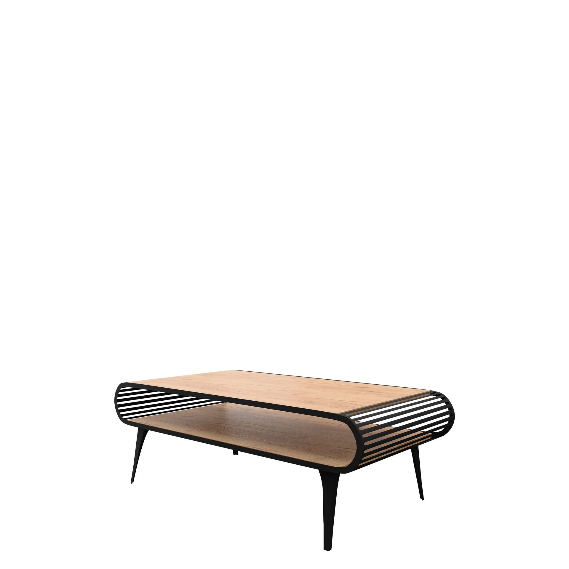 Salvaris Sofabord 120 cm - Svart med bordplate i naturlig trelook