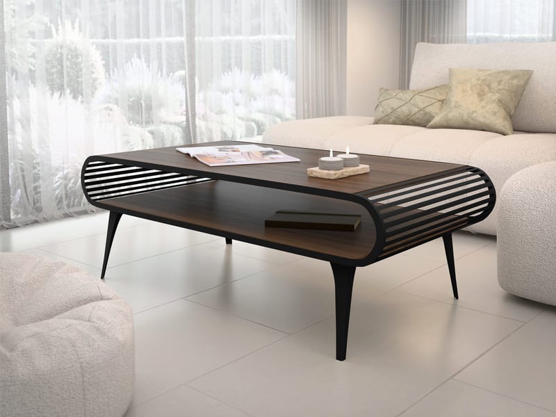 Salvaris Sofabord 120 cm - Svart med brun bordplate - Møbler - Bord - Sofabord