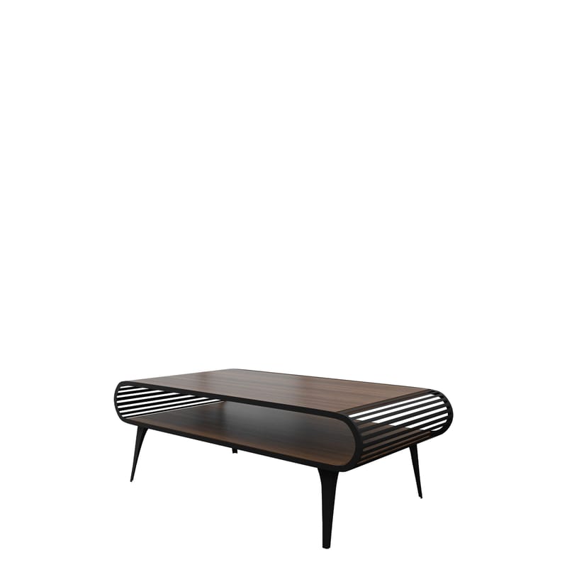 Salvaris Sofabord 120 cm, Svart med brun bordplate