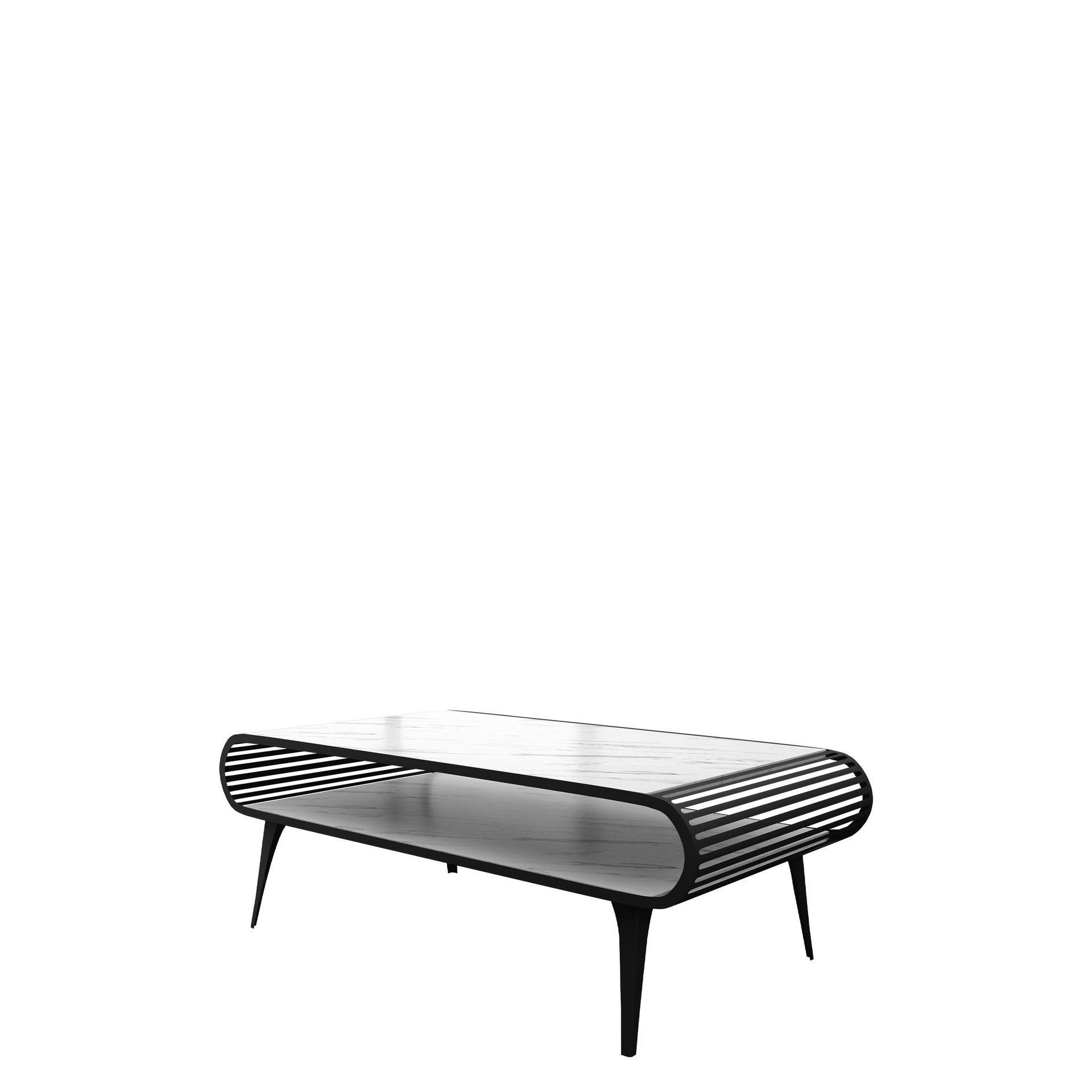 Salvaris Sofabord 120 cm - Svart med hvit marmorlook