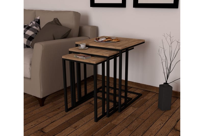 Samhitha Settbord  3-pk 41 cm - Valnøtt|Svart - Møbler - Bord - Sofabord
