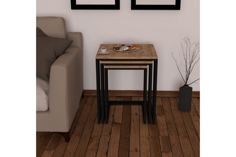 Samhitha Settbord  3-pk 41 cm - Valnøtt|Svart - Møbler - Bord - Sofabord
