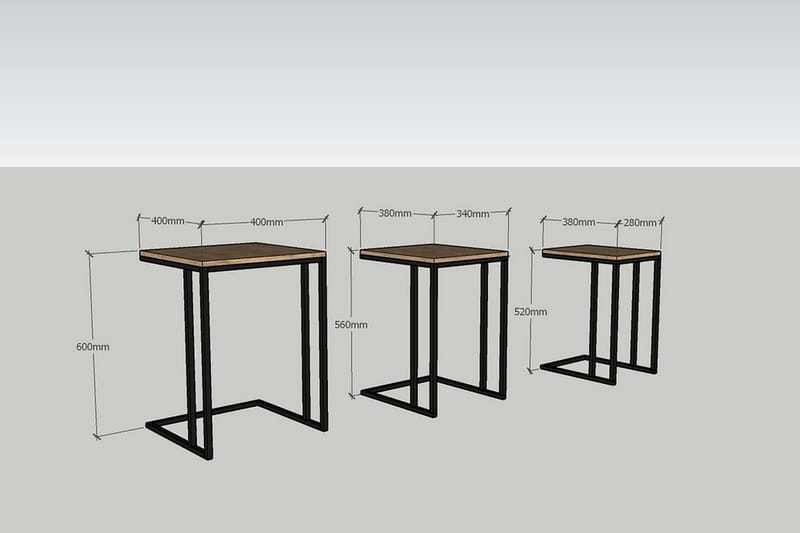 Samhitha Settbord  3-pk 41 cm - Valnøtt|Svart - Møbler - Bord - Sofabord