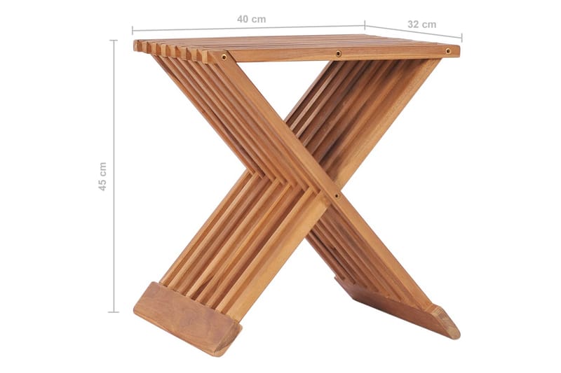 Sammenleggbar krakk 40x32x45 cm heltre teak - Brun - Sofabord