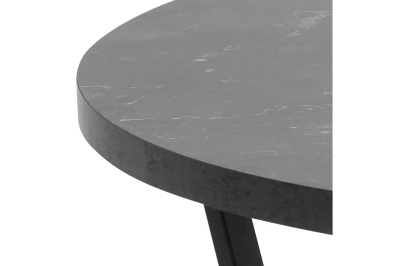 Sansi 77 cm Rundt Sofabord i Tre med Marmormønster - Sort - Møbler - Bord - Sofabord