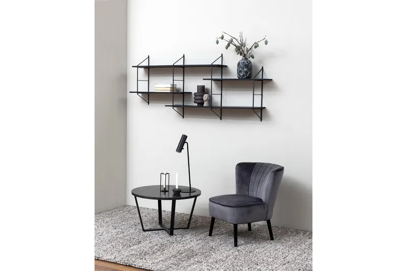 Sansi 77 cm Rundt Sofabord i Tre med Marmormønster - Sort - Møbler - Bord - Sofabord