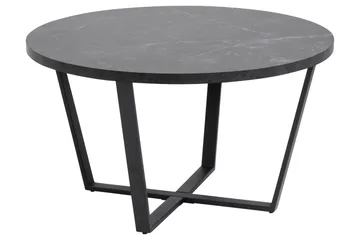 Sansi 77 cm Rundt Sofabord i Tre med Marmormønster - Sort - Møbler - Bord - Sofabord