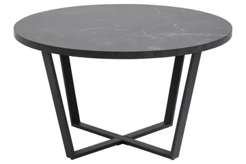 Sansi 77 cm Rundt Sofabord i Tre med Marmormønster - Sort - Møbler - Bord - Sofabord