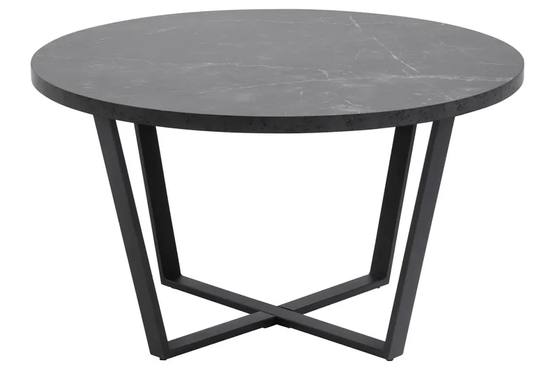 Sansi 77 cm Rundt Sofabord i Tre med Marmormønster - Sort - Møbler - Bord - Sofabord