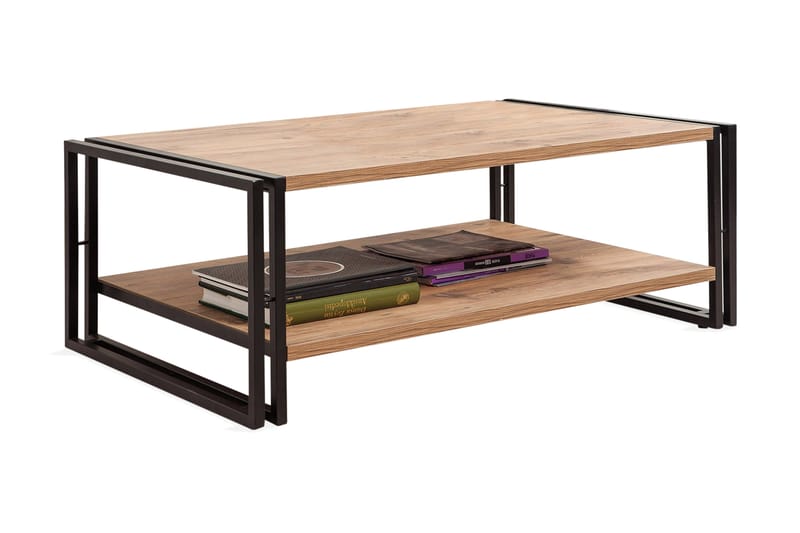 Sapphira Sofabord 110 cm med Oppbevaringshylle - Tre/Svart - Møbler - Bord - Sofabord