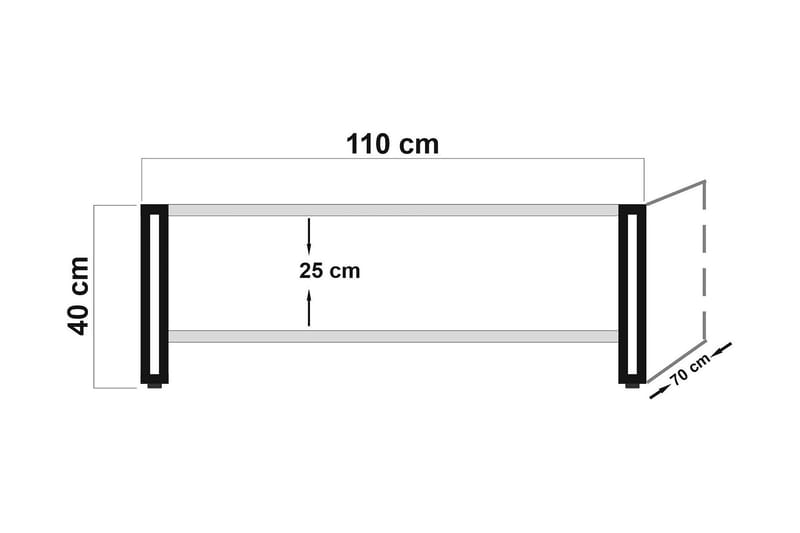 Sapphira Sofabord 110 cm med Oppbevaringshylle - Tre/Svart - Sofabord