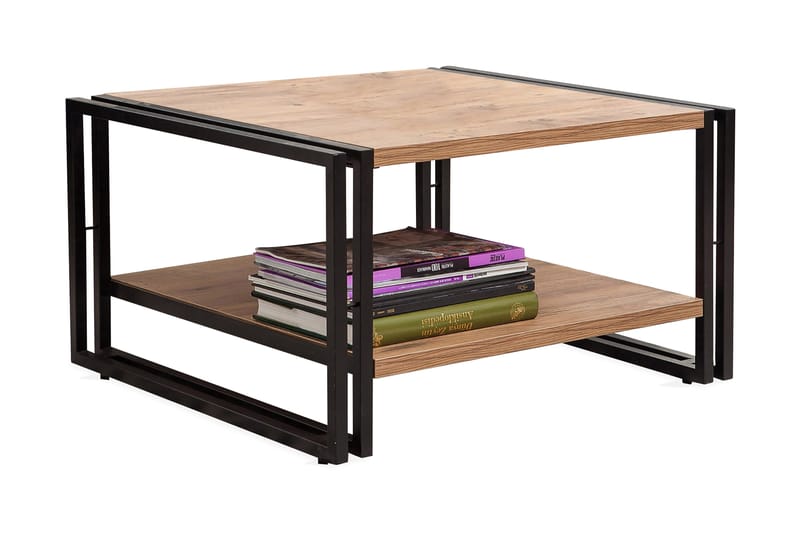 Sapphira Sofabord 70 cm med Oppbevaringshylle - Tre/Svart - Møbler - Bord - Sofabord