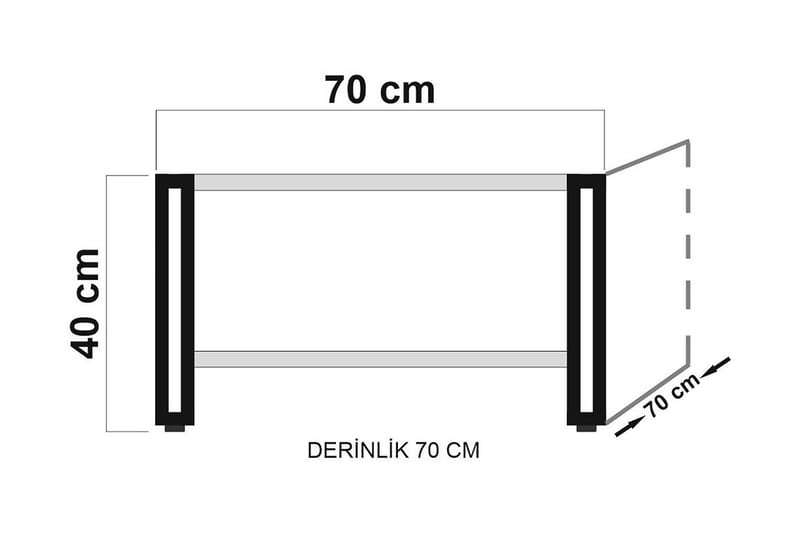 Sapphira Sofabord 70 cm med Oppbevaringshylle - Tre/Svart - Sofabord