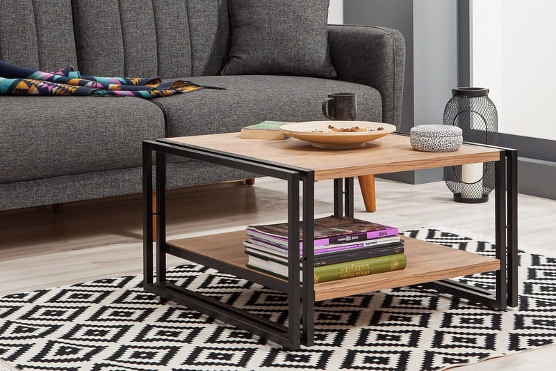 Sapphira Sofabord 70 cm med Oppbevaringshylle - Tre/Svart - Møbler - Bord - Sofabord