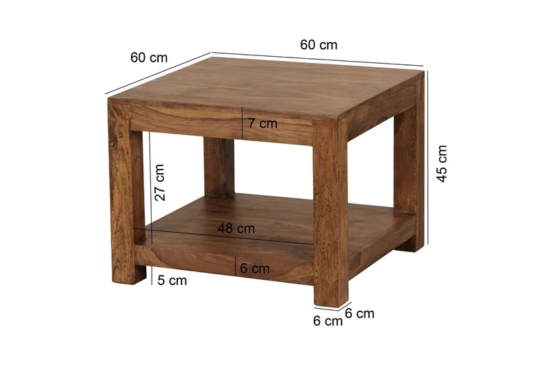 Sarahrose Sofabord 60 cm med Oppbevaring Hylle - Massivt Tre - Møbler - Bord - Sofabord
