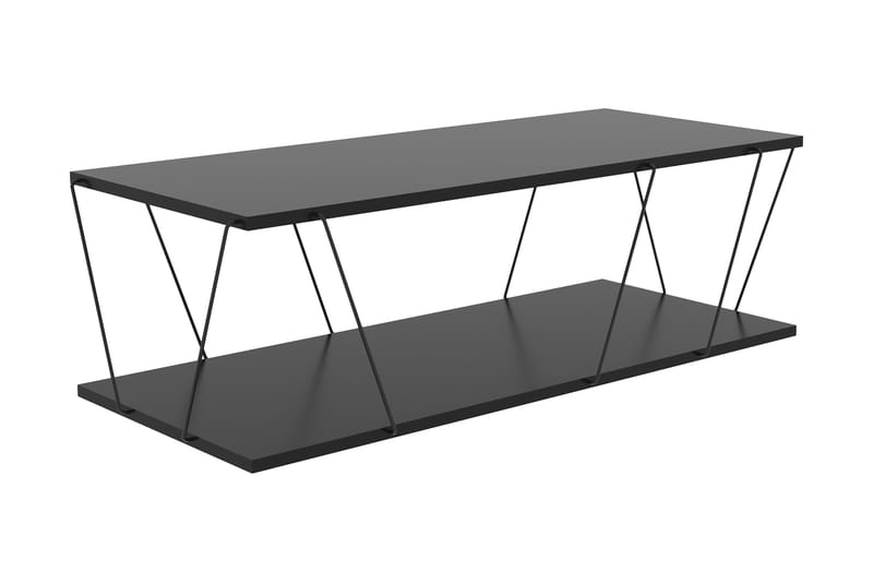 Sarnate Sofabord 120 cm med Oppbevaring Hylle - Antrasitt/Svart - Sofabord - Sammenleggbart bord - Speilbord - Sofabord med oppbevaring - Sofabord med hjul - Hev og senkbart sofabord