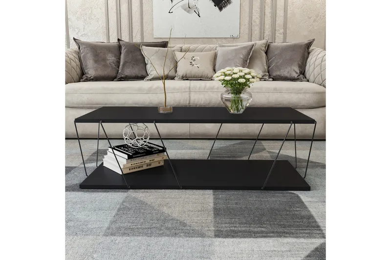 Sarnate Sofabord 120 cm med Oppbevaring Hylle - Antrasitt/Svart - Møbler - Bord - Sofabord