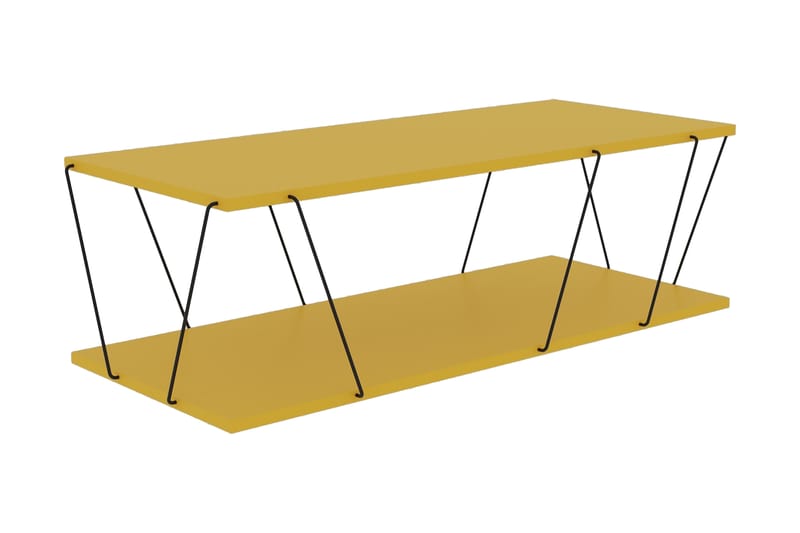 Sarnate Sofabord 120 cm med Oppbevaring Hylle - Gul/Svart - Møbler - Bord - Sofabord