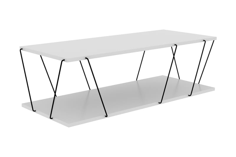 Sarnate Sofabord 120 cm med Oppbevaring Hylle - Hvit/Svart - Møbler - Bord - Sofabord