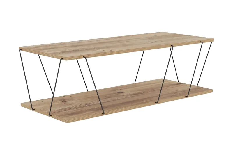 Sarnate Sofabord 120 cm med Oppbevaring Hylle - Natur/Svart - Møbler - Bord - Sofabord