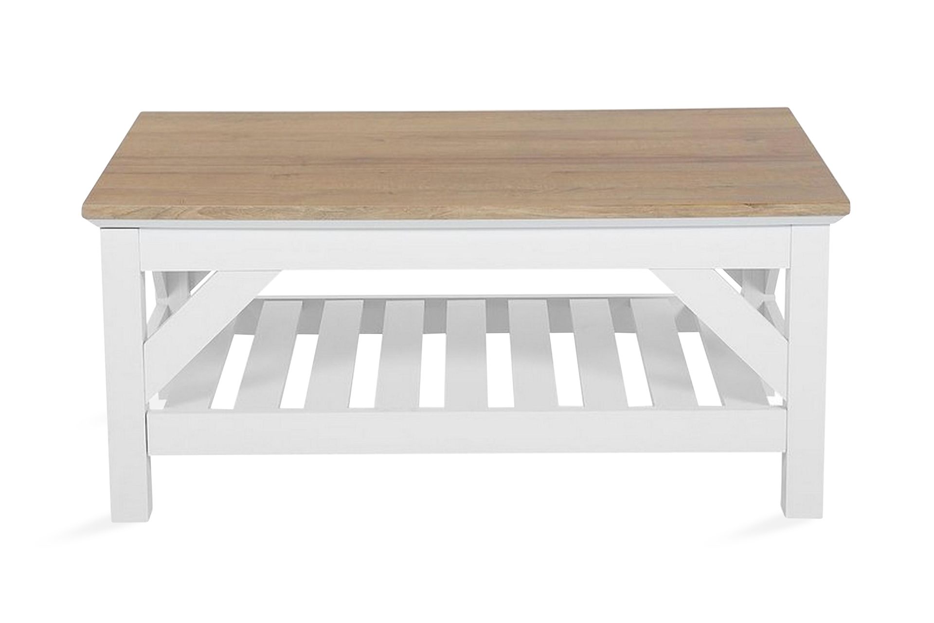 Savanha Sofabord 101 cm med Oppbevaringshylle - Lysebrun/Hvit - Møbler - Bord - Sofabord