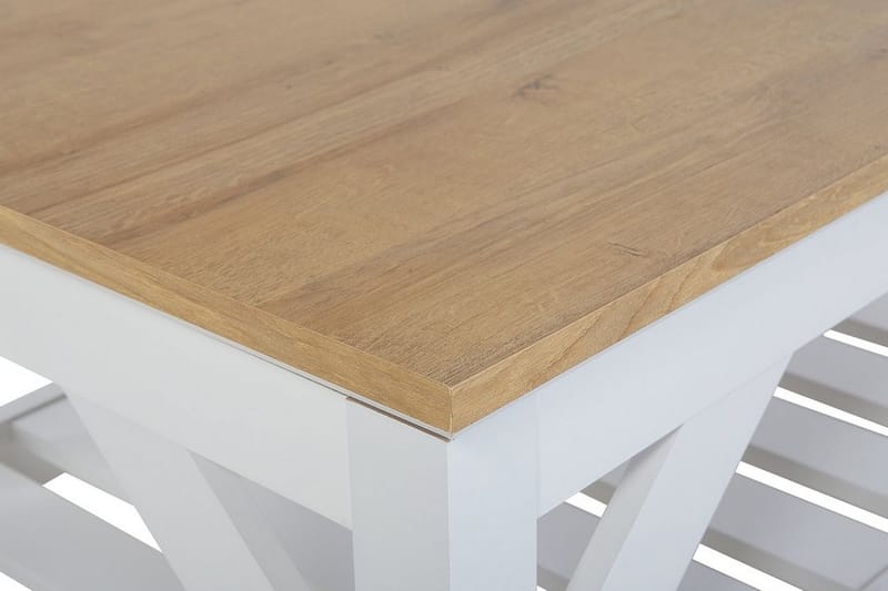 Savanha Sofabord 101 cm med Oppbevaringshylle - Lysebrun/Hvit - Møbler - Bord - Sofabord