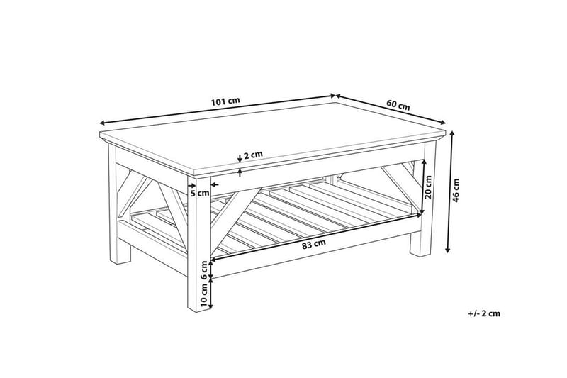 Savanha Sofabord 101 cm med Oppbevaringshylle - Lysebrun/Hvit - Møbler - Bord - Sofabord