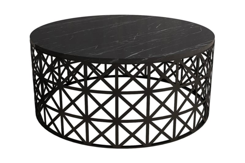 Schammel Sofabord 90 cm Rundt Marmormønster - Svart - Møbler - Bord - Sofabord