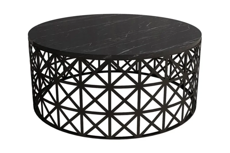 Schammel Sofabord 90 cm Rundt Marmormønster, Svart