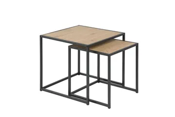 Seaford Kvadratisk Settbord 50 cm i Tre med Metallstativ - Trefarget - Møbler - Bord - Sofabord