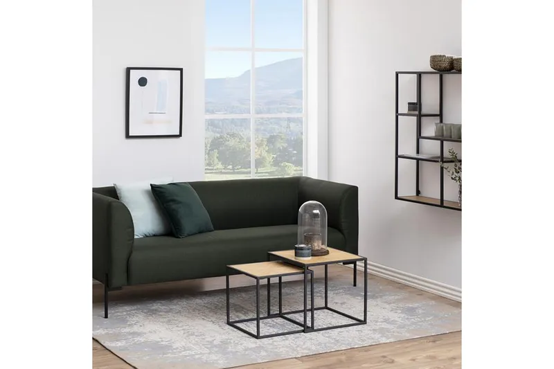 Seaford Kvadratisk Settbord 50 cm i Tre med Metallstativ, Trefarget