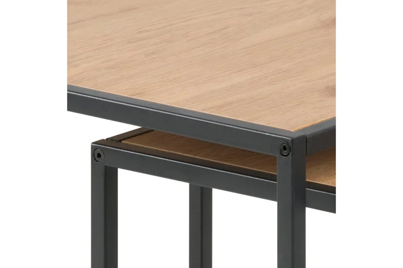 Seaford Kvadratisk Settbord 50 cm i Tre med Metallstativ - Trefarget - Møbler - Bord - Sofabord