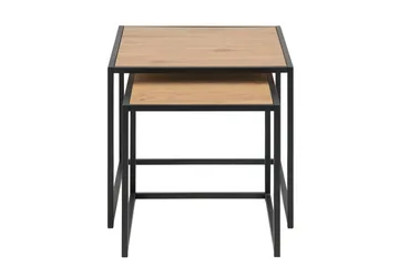 Seaford Kvadratisk Settbord 50 cm i Tre med Metallstativ - Trefarget - Møbler - Bord - Sofabord
