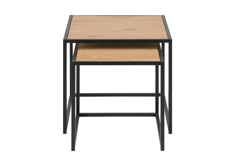 Seaford Kvadratisk Settbord 50 cm i Tre med Metallstativ - Trefarget - Møbler - Bord - Sofabord