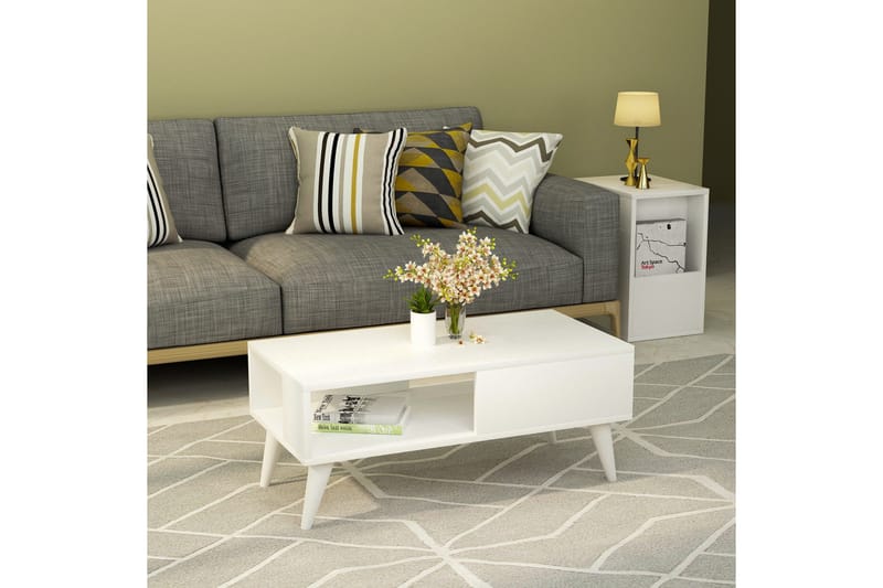 Sebseda Sofabord 90x40x90 cm - Hvit - Møbler - Bord - Sofabord