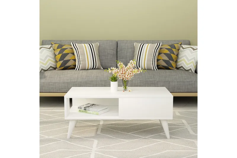 Sebseda Sofabord 90x40x90 cm - Hvit - Møbler - Bord - Sofabord