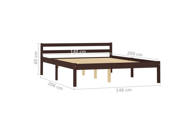 Sengeramme mørkebrun heltre furu 140x200 cm - Brun - Møbler - Bord - Sofabord