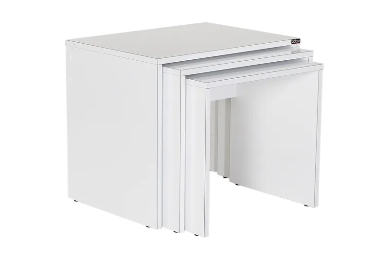 Settbord 55 cm Stablebart Rektangulært Sofabord i Tre - Hvit - Møbler - Bord - Sofabord