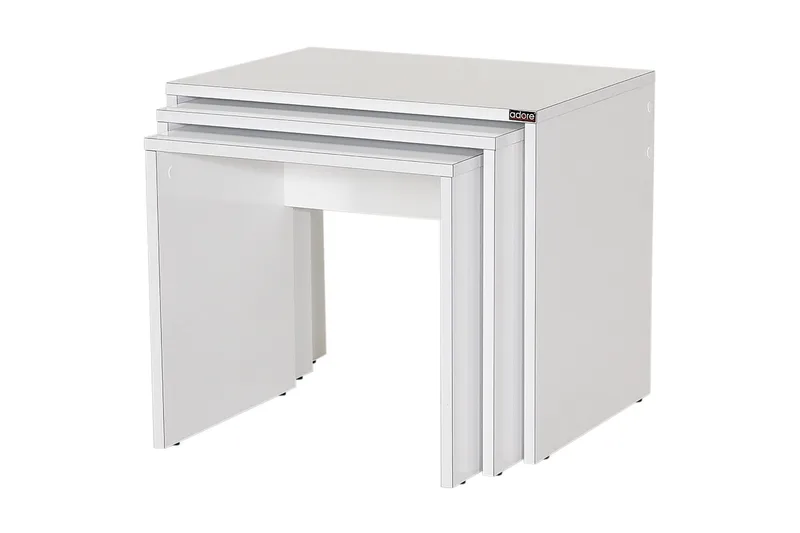 Settbord 55 cm Stablebart Rektangulært Sofabord i Tre - Hvit - Møbler - Bord - Sofabord