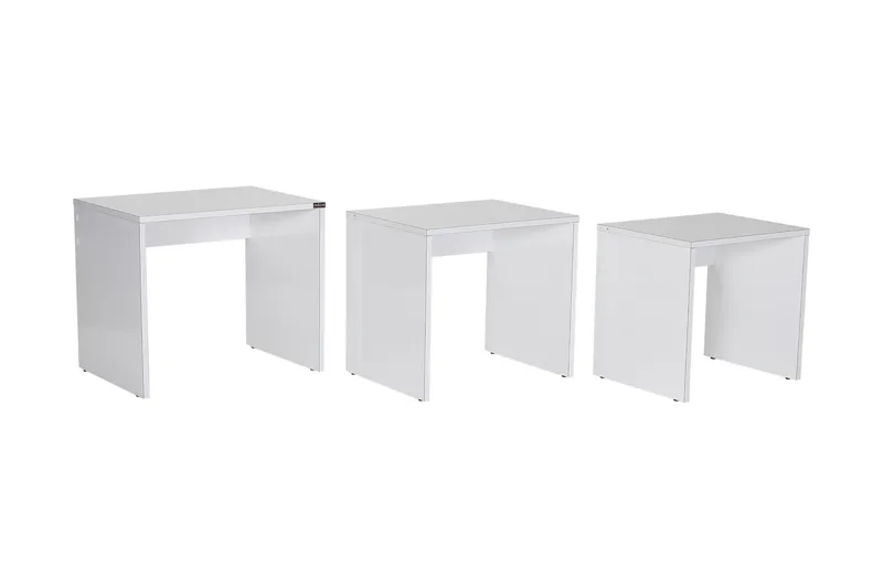 Settbord 55 cm Stablebart Rektangulært Sofabord i Tre, Hvit