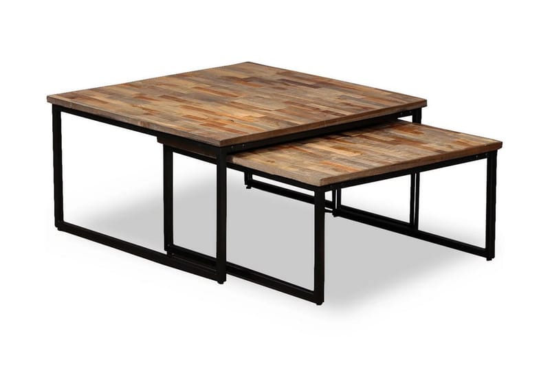 Settbord salongbord 2 deler heltre gjennvunnet teak - Resirkulert Tre - Sofabord