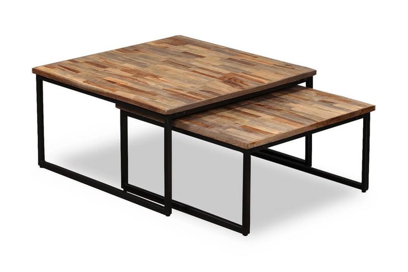 Settbord salongbord 2 deler heltre gjennvunnet teak - Resirkulert Tre - Sofabord