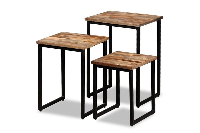 Settbord salongbord 3 deler heltre gjennvunnet teak - Resirkulert Tre - Møbler - Bord - Sofabord