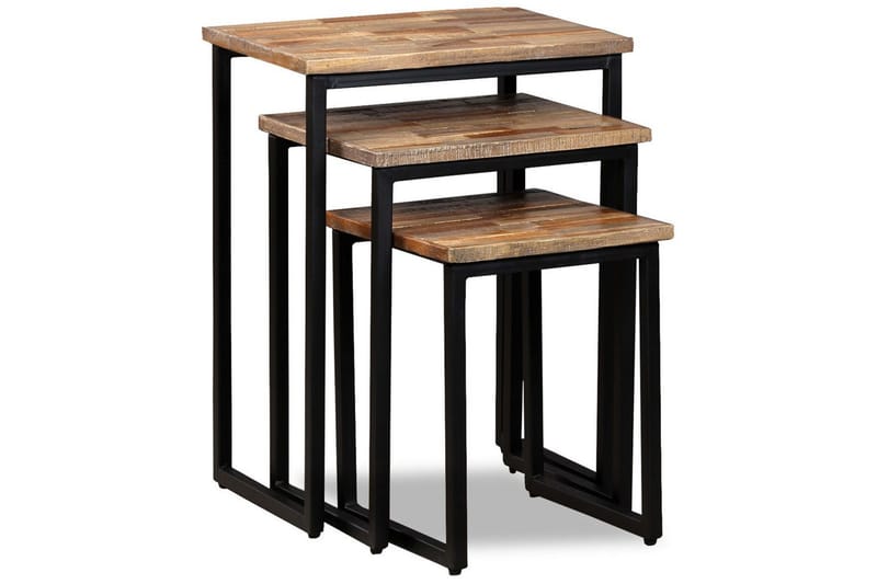 Settbord salongbord 3 deler heltre gjennvunnet teak - Resirkulert Tre - Møbler - Bord - Sofabord