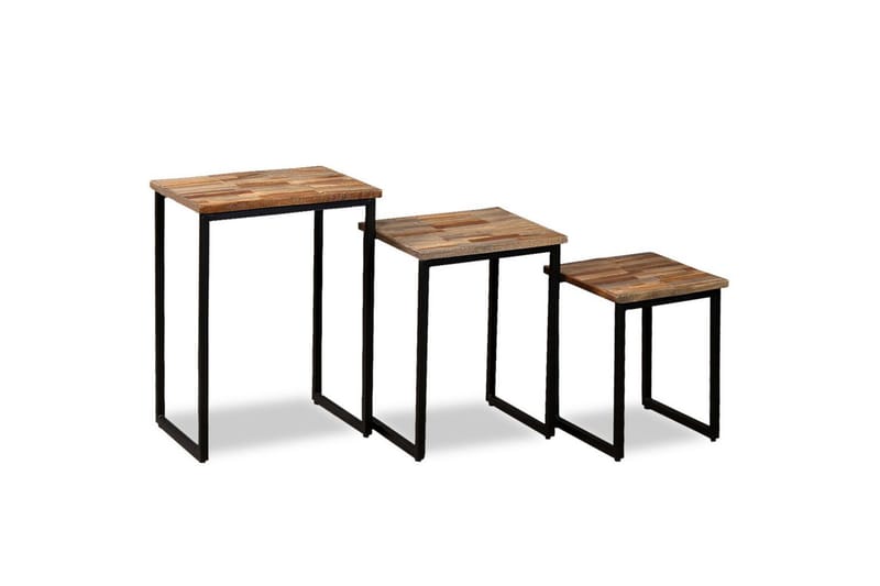 Settbord salongbord 3 deler heltre gjennvunnet teak - Resirkulert Tre - Møbler - Bord - Sofabord